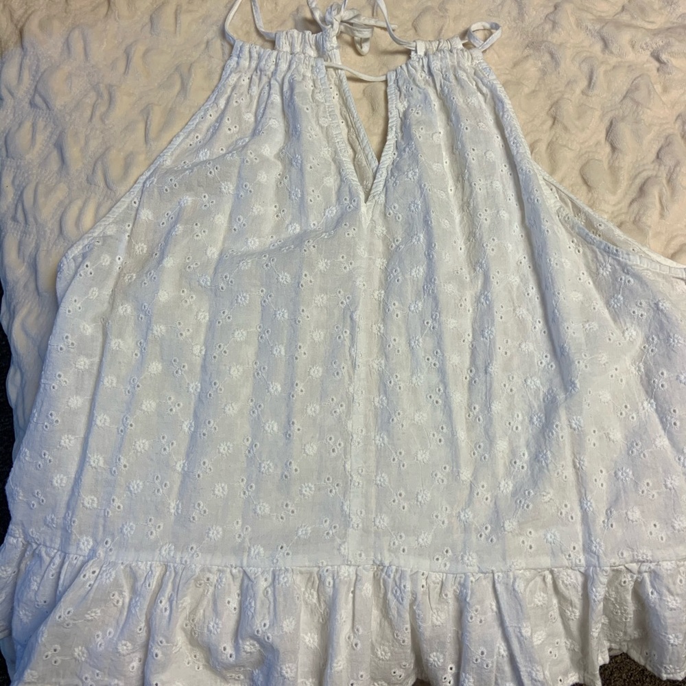 White ruffle tank